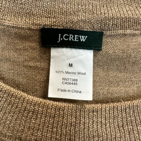 J.Crew Merino Wool Crew Neck Sweater Medium Tan Brown - Picture 12 of 13